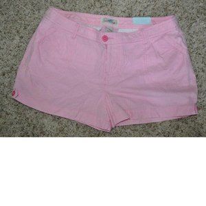 Womens Cotton Shorts SO Pink Striped sz 1 Lowrise Button Tab Summer Jr Girls